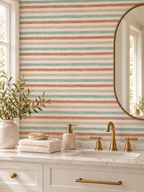 Pastel Sage Terracotta Stripe peel and stick wallpaper