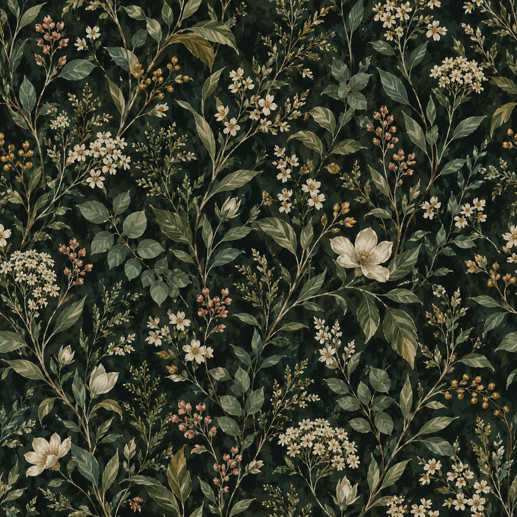 Dark Forest Botanical Wallpaper