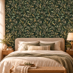 Evergreen Leaf Blossom peel and stick wallpaper