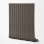 Dark Brown Woven Stripe Wallpaper