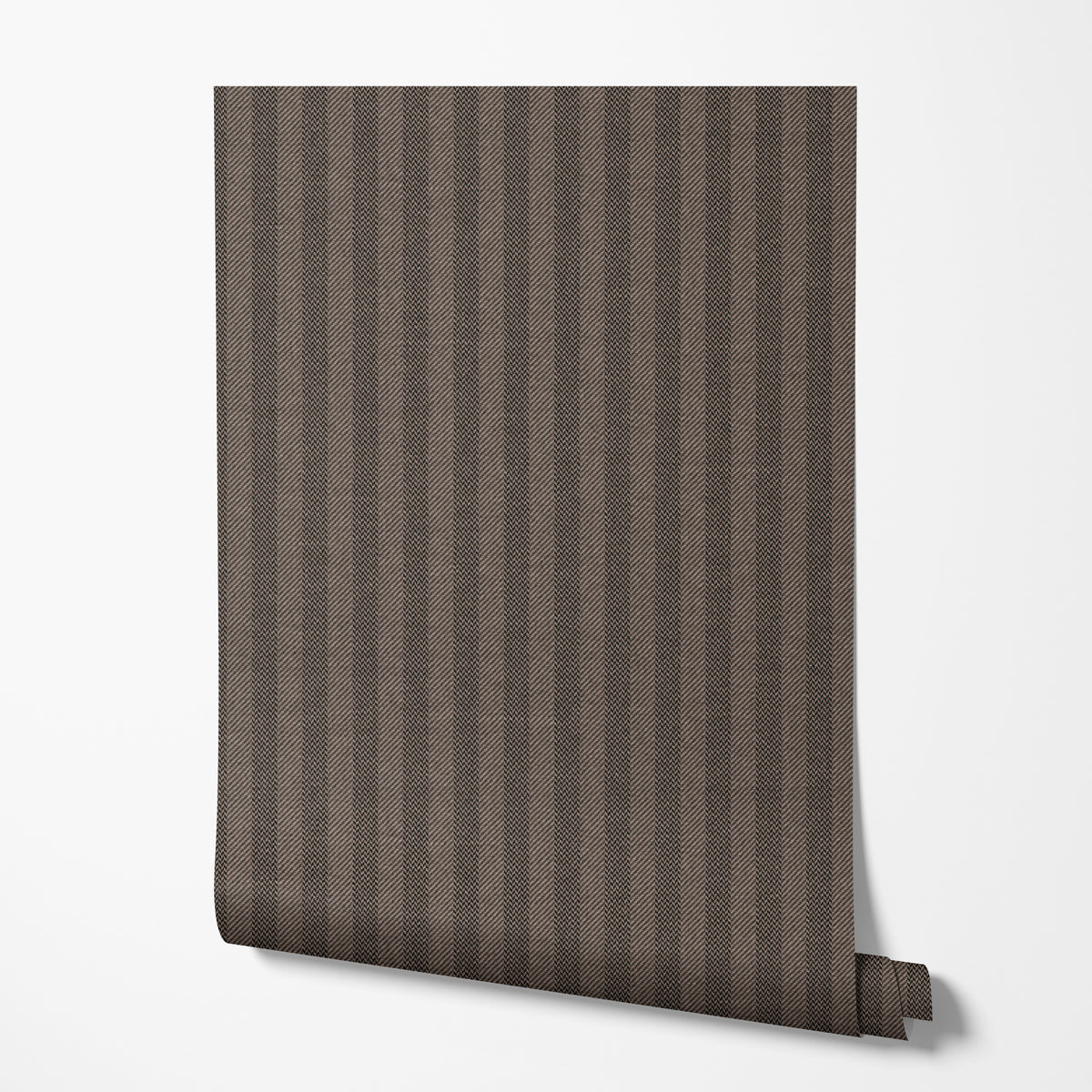 Dark Brown Woven Stripe Wallpaper