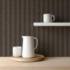 Dark Brown Woven Stripe Wallpaper