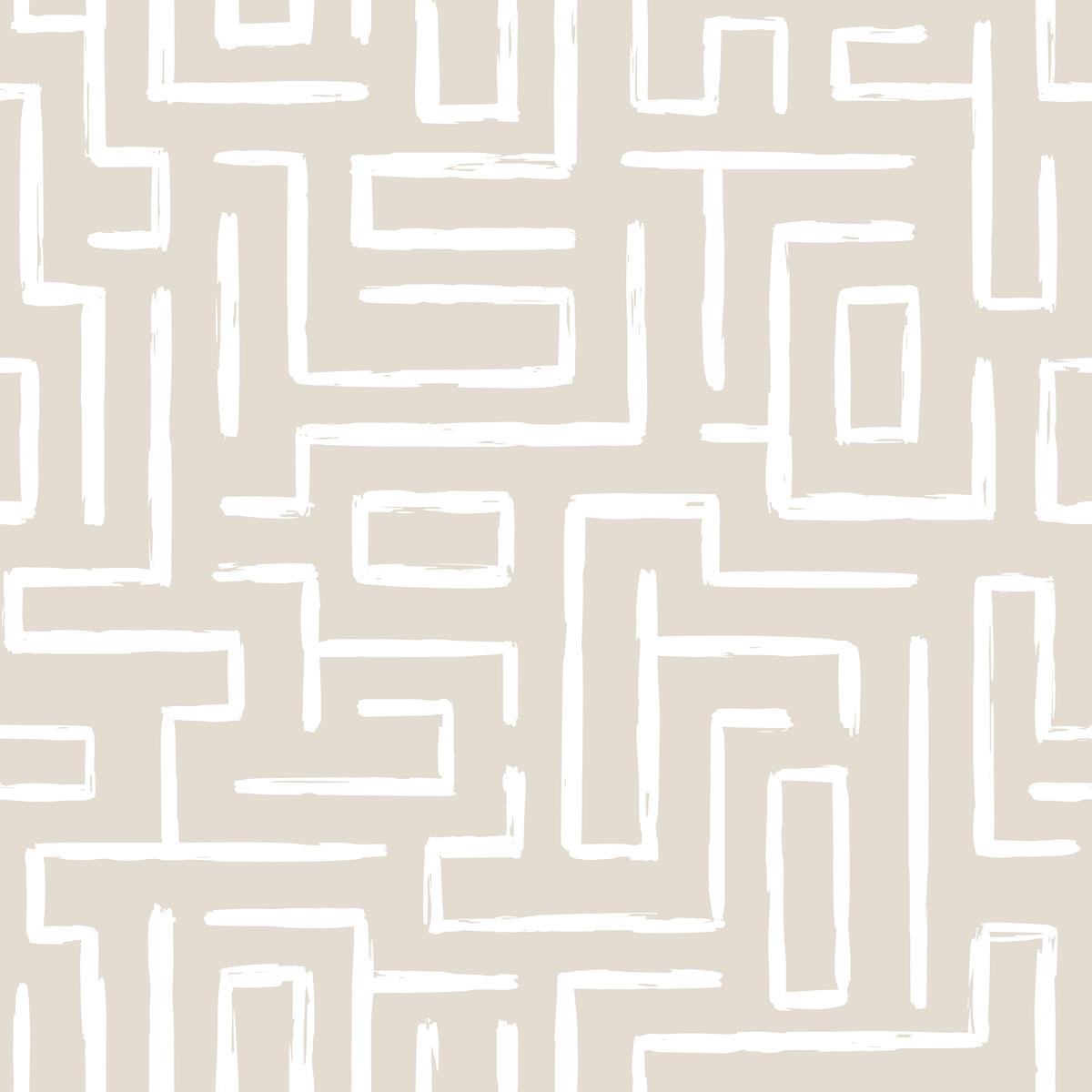 Cream Maze Linework peel and stick wallpaper