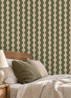 Olive Wave Wallpaper WP424-bedroom-mockup