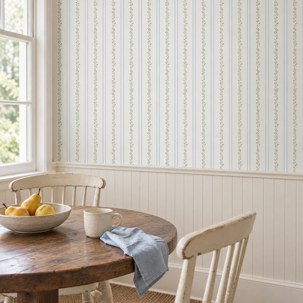 Leaf Stripe Wallpaper WP425-dining-mockup