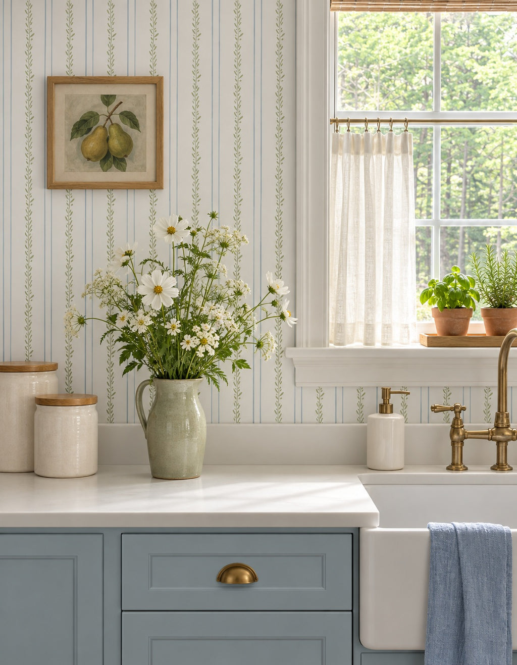 Leaf Stripe Wallpaper WP425-kitchen-mockup