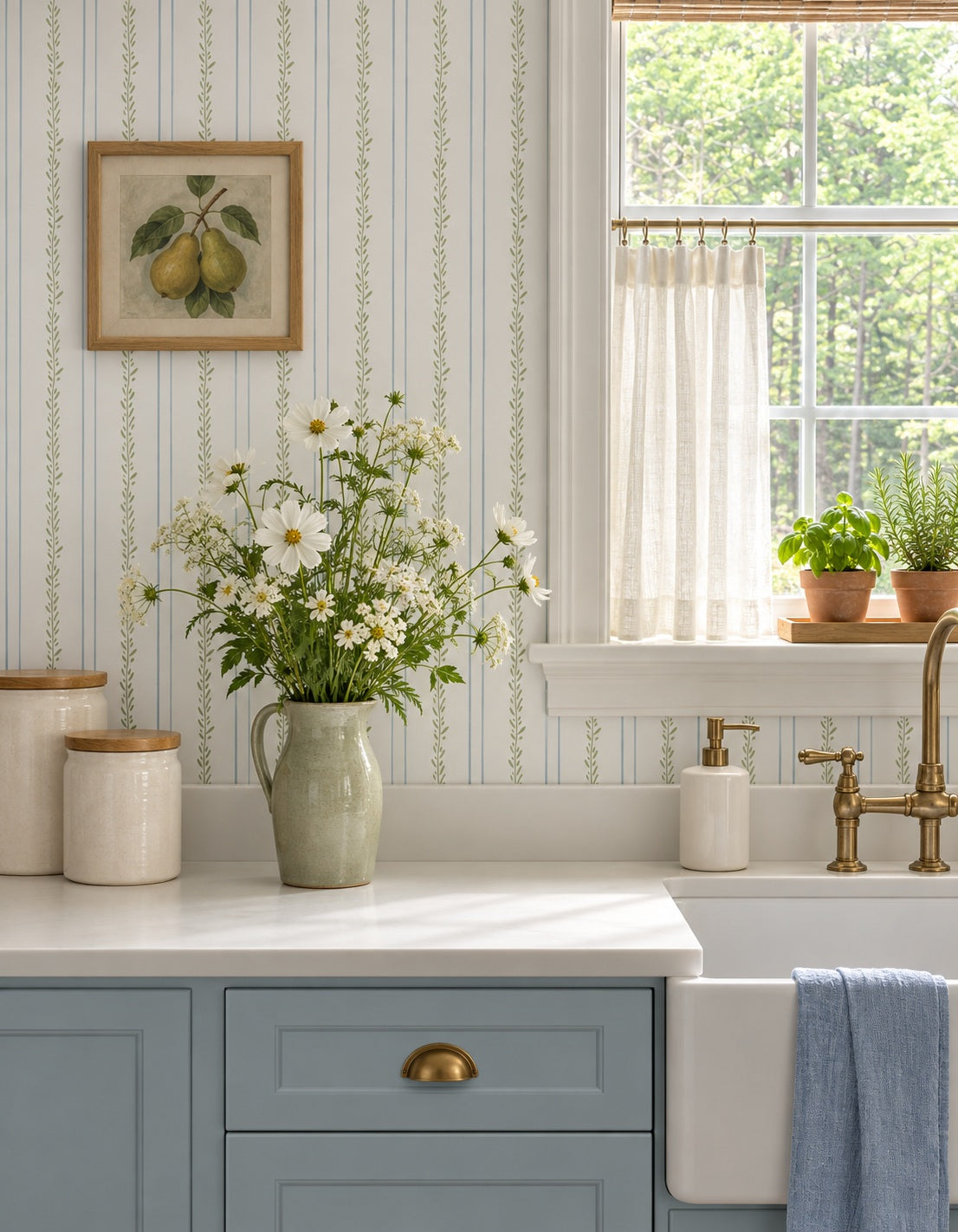 Leaf Stripe Wallpaper WP425-kitchen-mockup