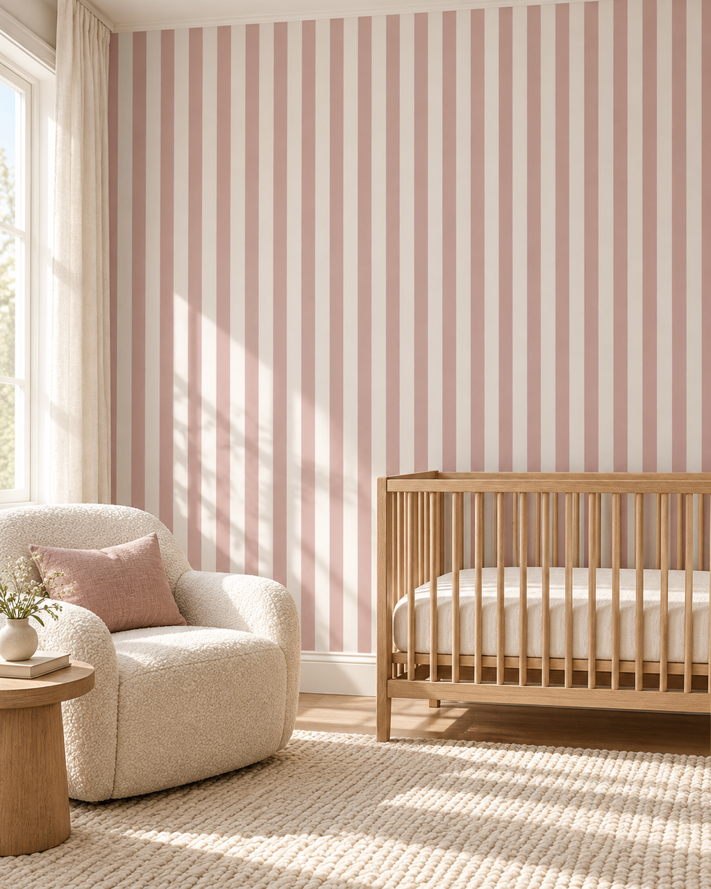 Blush Stripe Wallpaper WP426-nursery-mockup2