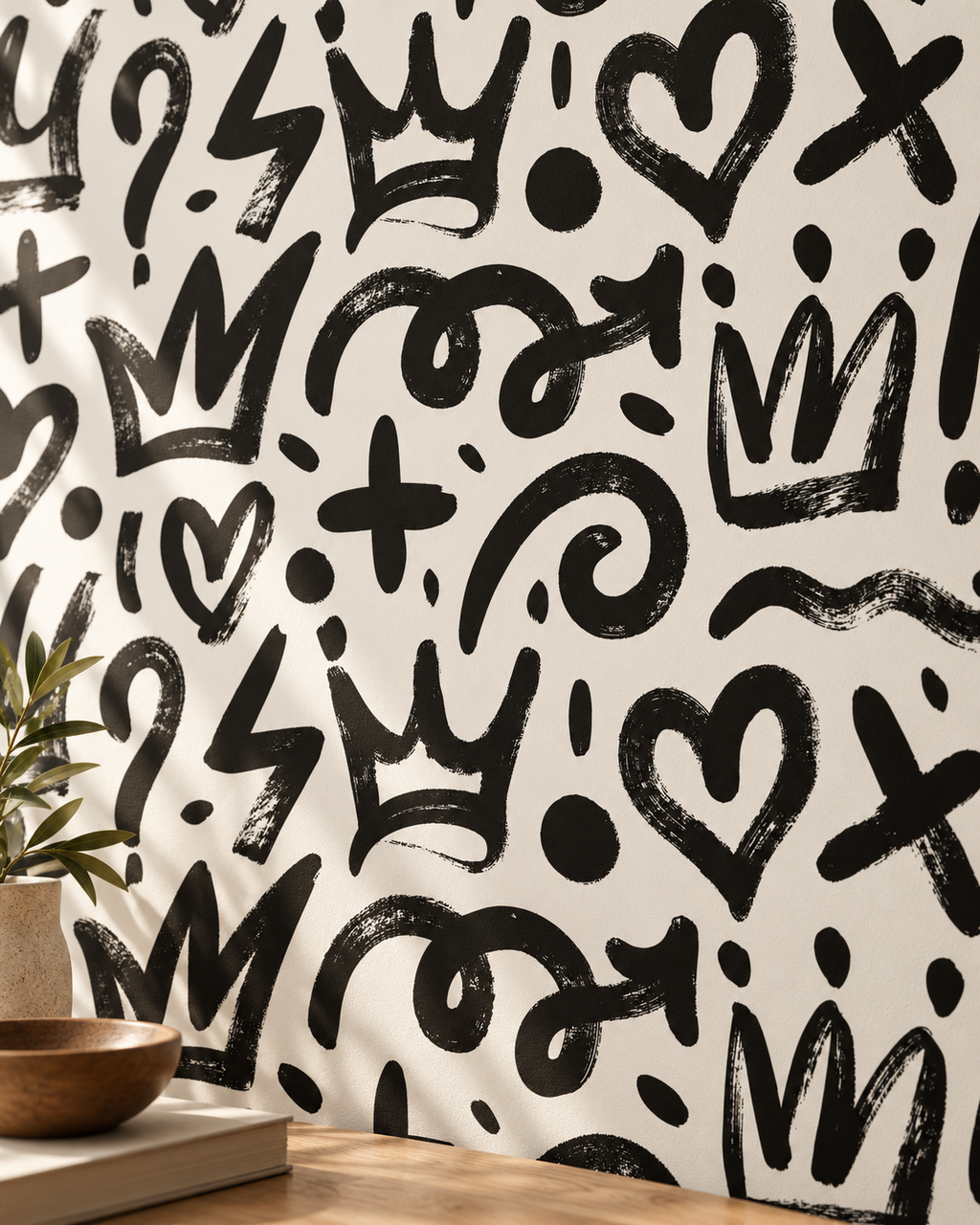 Doodle Wallpaper in a styled interior