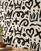 Doodle Wallpaper in a styled interior
