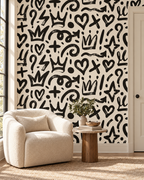 Doodle Wallpaper in a styled interior