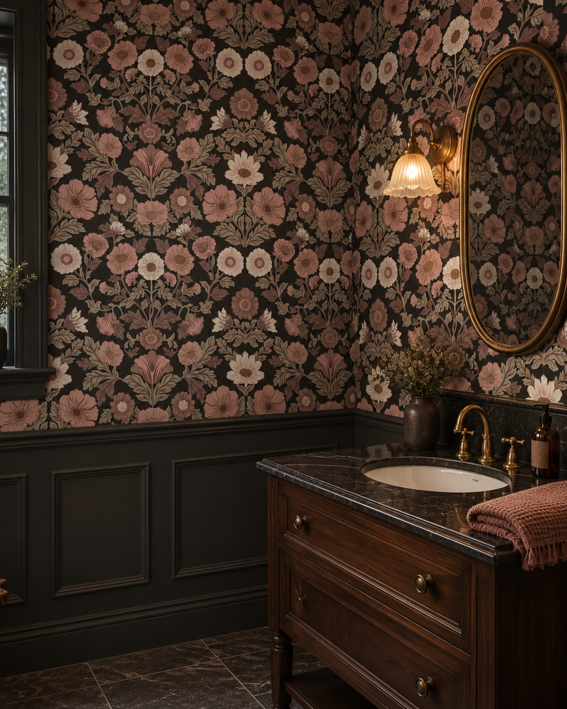 Moody Botanical Wallpaper WP428-bathroom-mockup