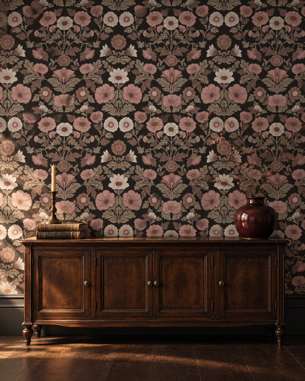 Moody Botanical Wallpaper WP428-console-mockup