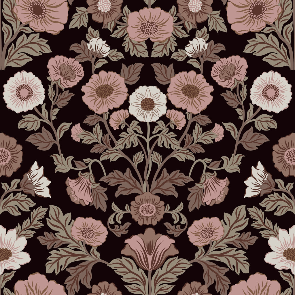 WP428 Moody Botanical Wallpaper flat pattern design