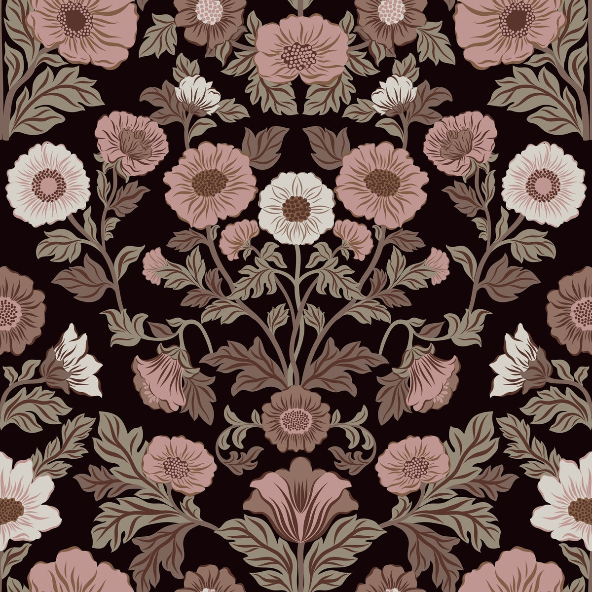WP428 Moody Botanical Wallpaper flat pattern design
