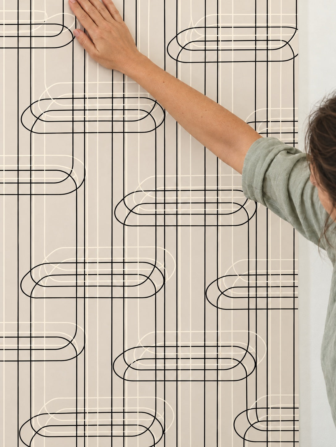 Geometric Line Wallpaper in a styled interior