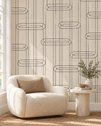 Geometric Line Wallpaper in a styled interior