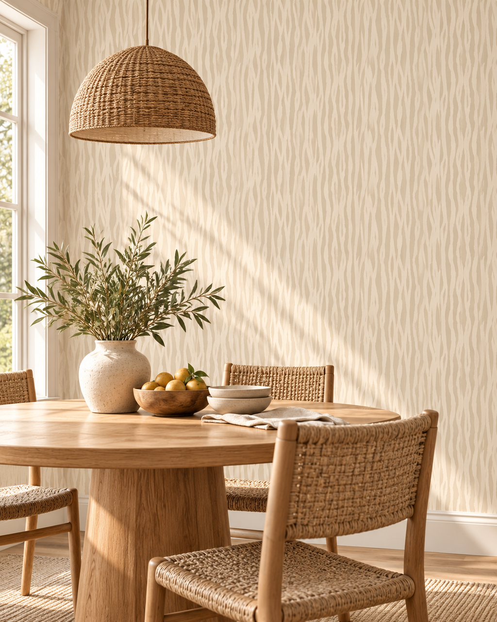 Cream Texture Wallpaper in a styled interior