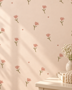 Peach Blossom Wallpaper in a styled interior