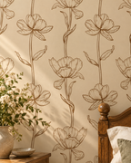 Sepia Floral Wallpaper in a styled interior