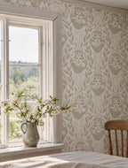 Bird Damask Wallpaper in a styled interior