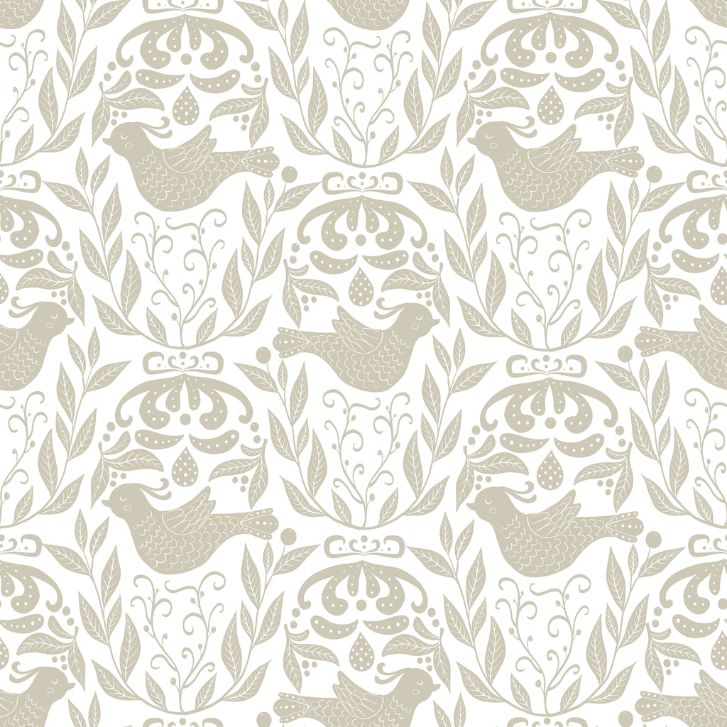 WP439 Bird Damask Wallpaper flat pattern design