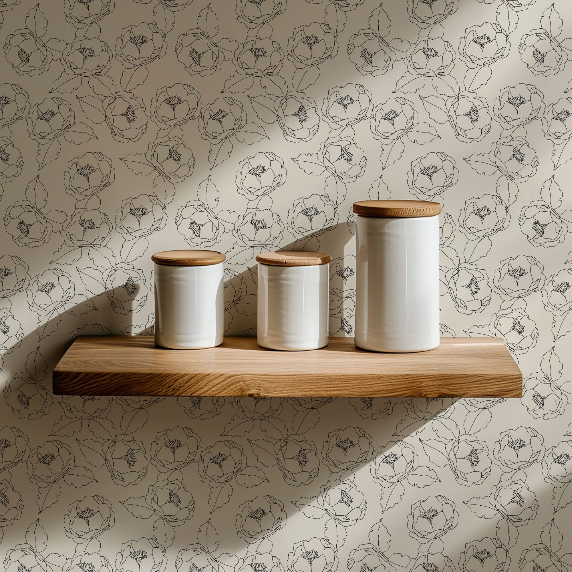 bloom sketch wallpaper, premium peel & stick, 2x6 feet 24 inchesx 72 inches, home decor