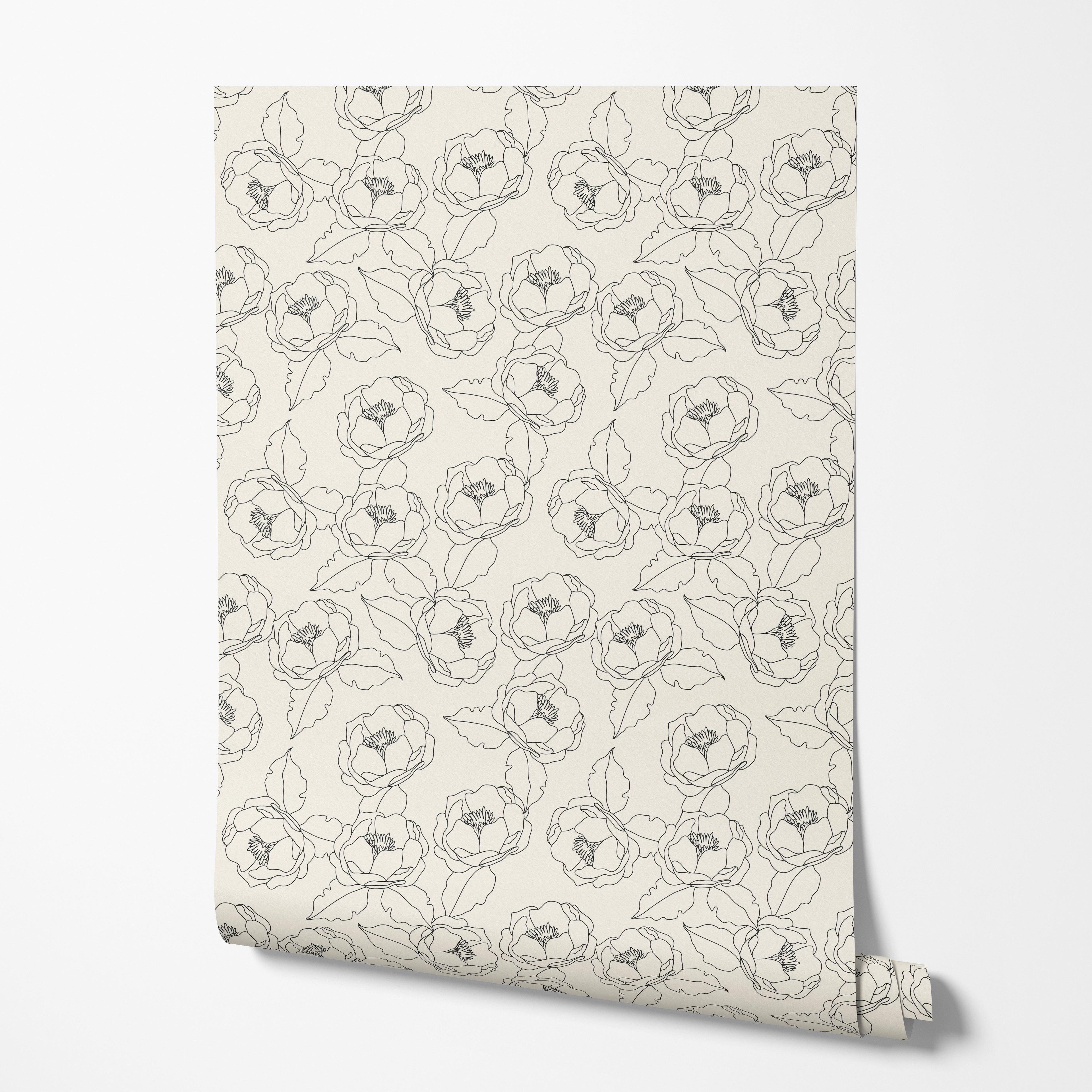 Peony Line Art Wallpaper
