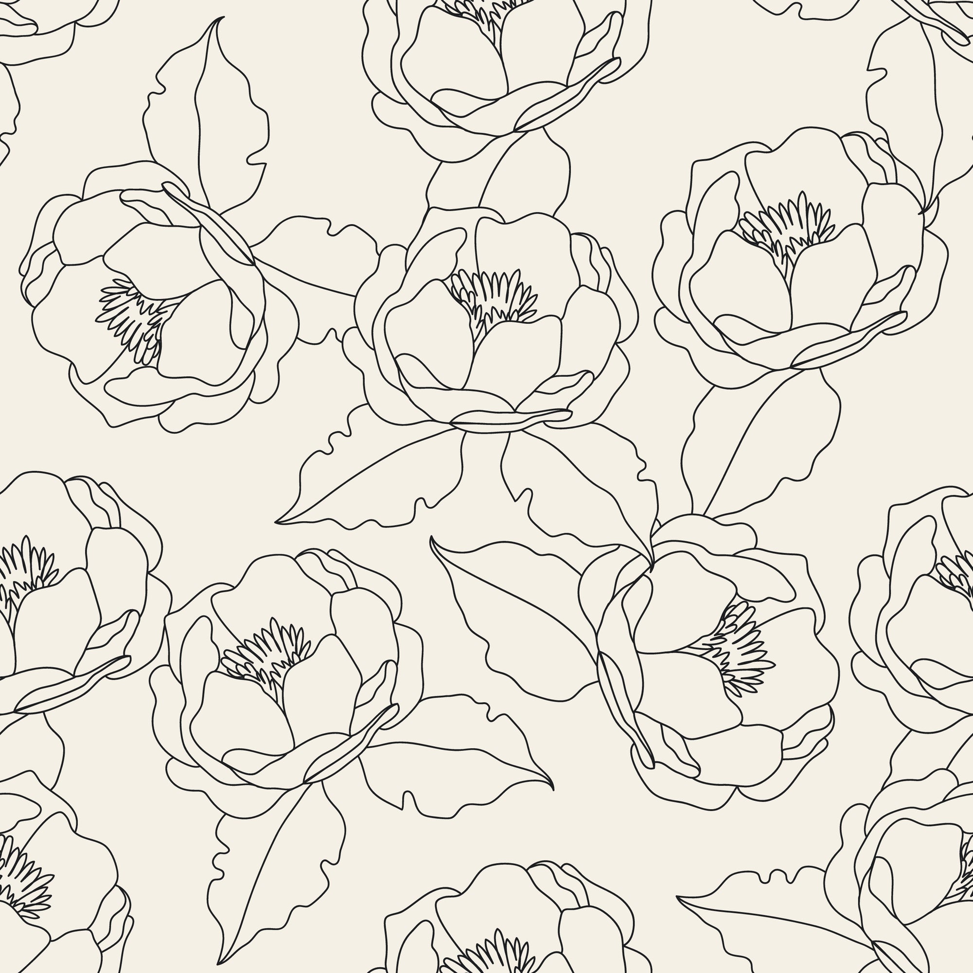 bloom sketch wallpaper, premium peel & stick, sample 12 inchesx12 inches, floral, wallpaper decor