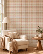 Heritage Plaid Wallpaper in a styled interior