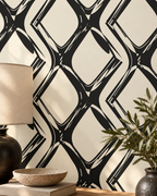 Brushstroke Diamond Wallpaper in a styled interior