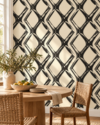 Brushstroke Diamond Wallpaper in a styled interior