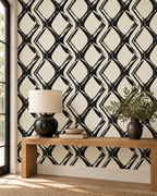 Brushstroke Diamond Wallpaper in a styled interior