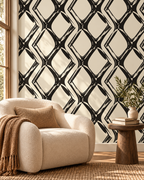 Brushstroke Diamond Wallpaper in a styled interior