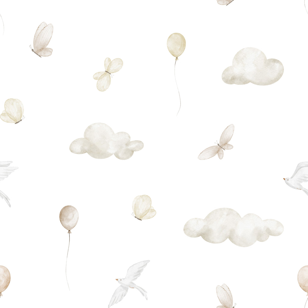 WP444 Cloud Balloon Wallpaper flat pattern design