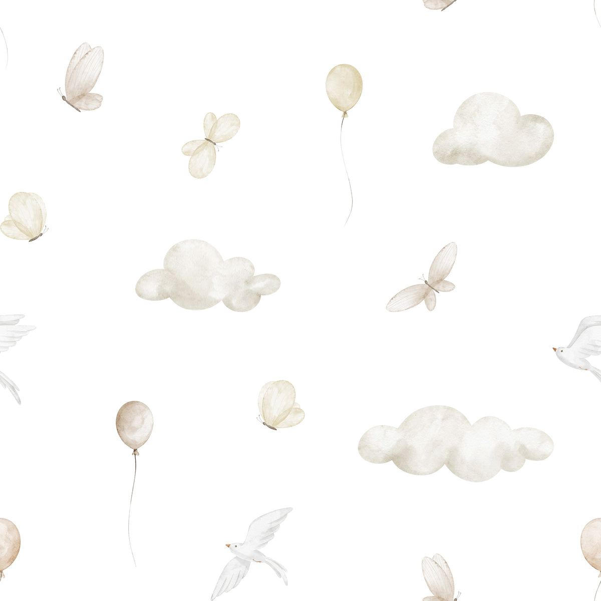 WP444 Cloud Balloon Wallpaper flat pattern design