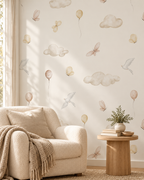Cloud Balloon Wallpaper in a styled interior