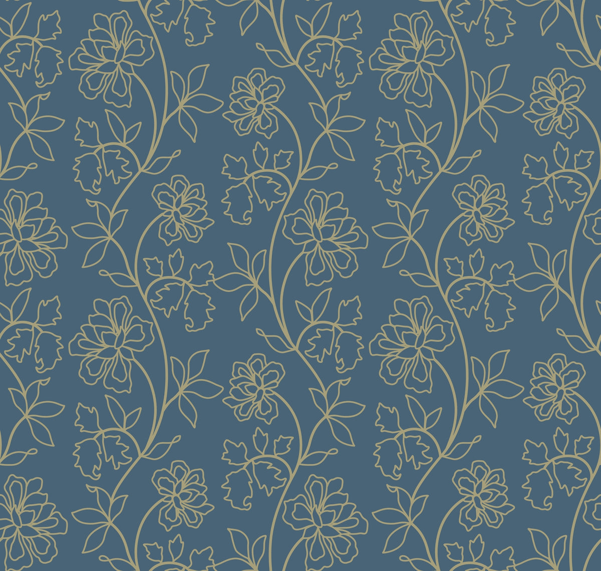 WP445 Golden Botanical Wallpaper flat pattern design