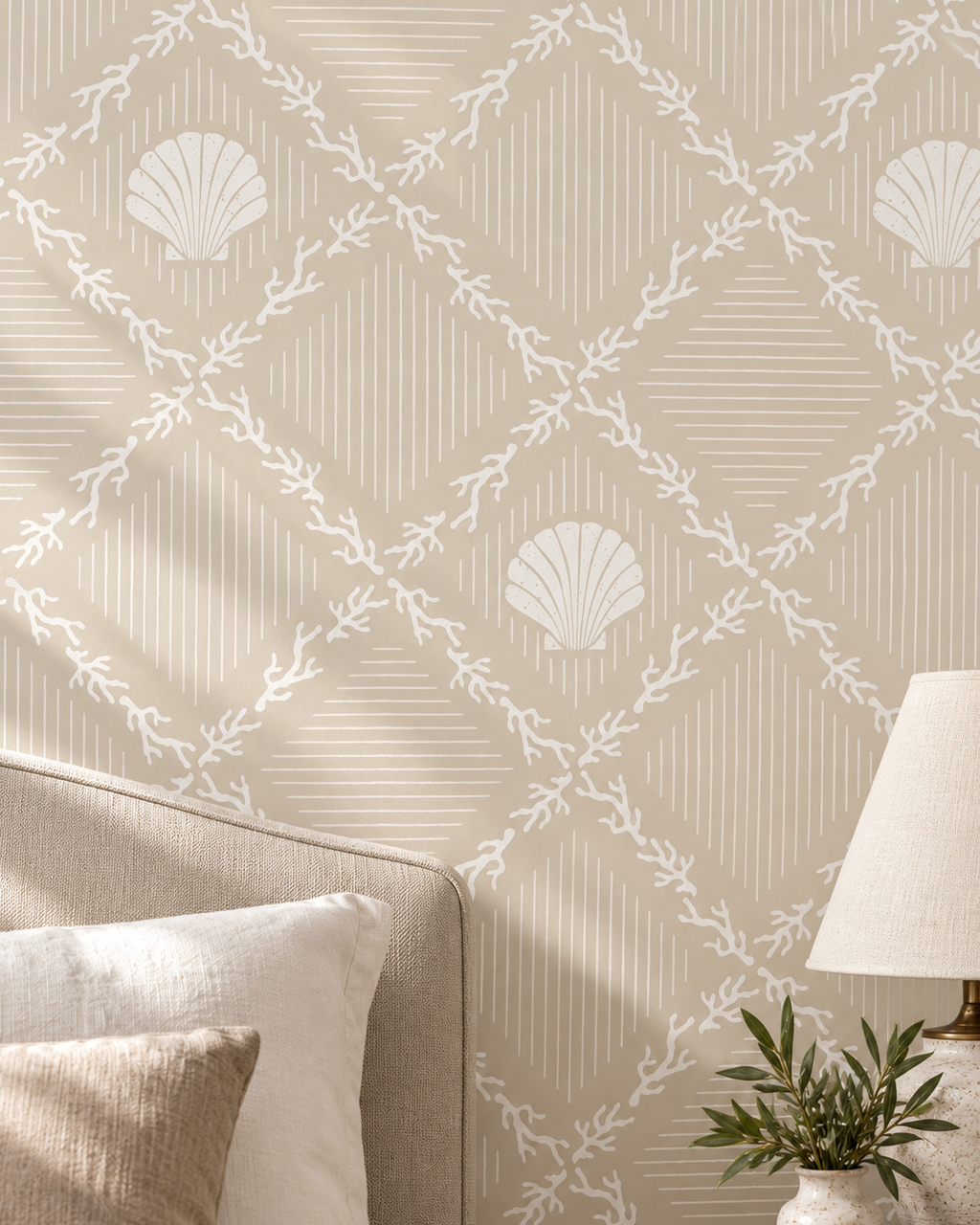 Floral Lattice Wallpaper in a styled interior