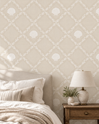 Floral Lattice Wallpaper in a styled interior