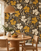 Golden Meadow Wallpaper in a styled interior