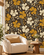 Golden Meadow Wallpaper in a styled interior