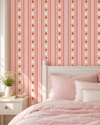 Strawberry Daisy Wallpaper in a styled interior