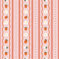 WP452 Strawberry Daisy Wallpaper flat pattern design