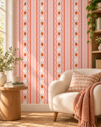 Strawberry Daisy Wallpaper in a styled interior