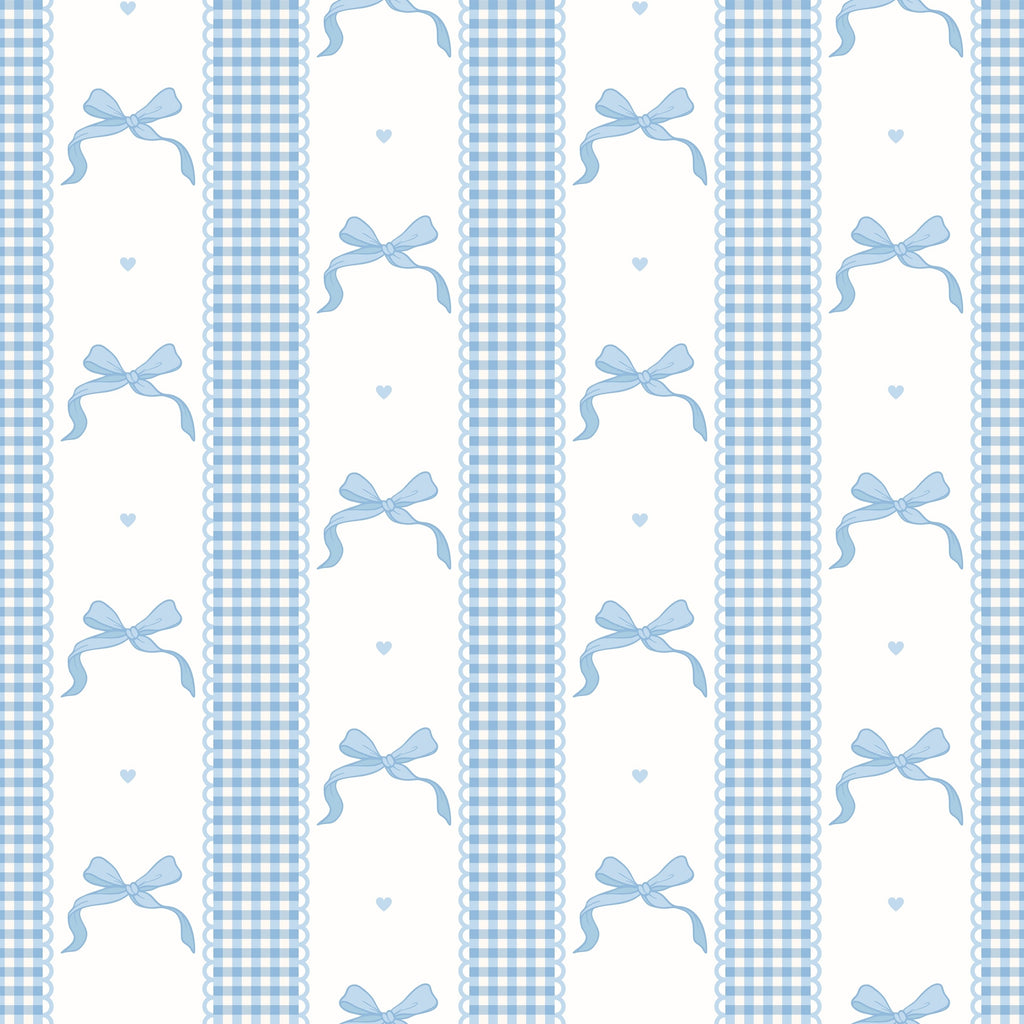 WP457 Blue Bow Wallpaper flat pattern design