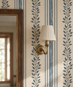 Berry Stripe Wallpaper in a styled interior