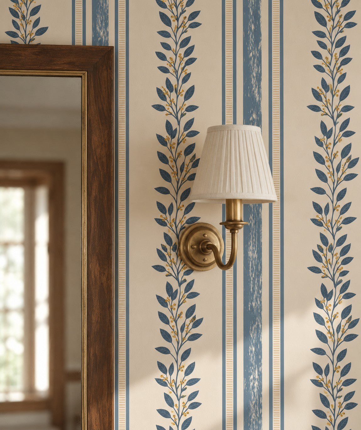 Berry Stripe Wallpaper in a styled interior