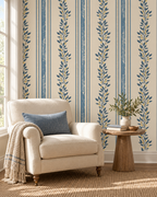Berry Stripe Wallpaper in a styled interior