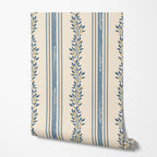 Berry Stripe Wallpaper in a styled interior